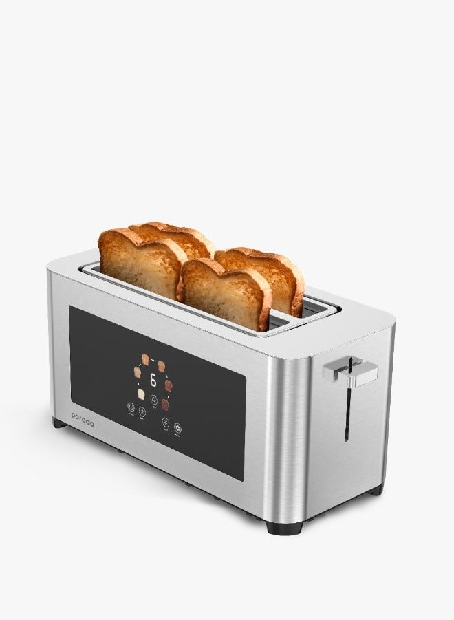 4-Slice Bread Digital Pop-Up Toaster Smart memory / Touch Panel / Reheat Mode / Deep Toast Mode / Light Toast Mode / Defrost Heat Levels / Stainless Steel / Slide Out Crumb Tray-Silver