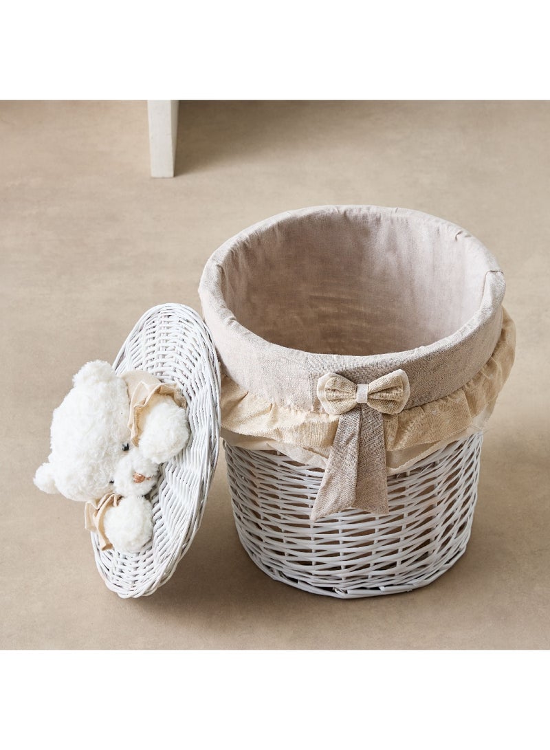 Willow Bear Medium Storage Basket with Bow 40 x 37 x 37 cm