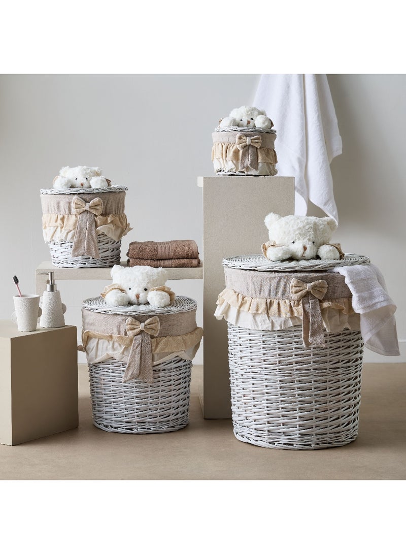 Willow Bear Medium Storage Basket with Bow 40 x 37 x 37 cm