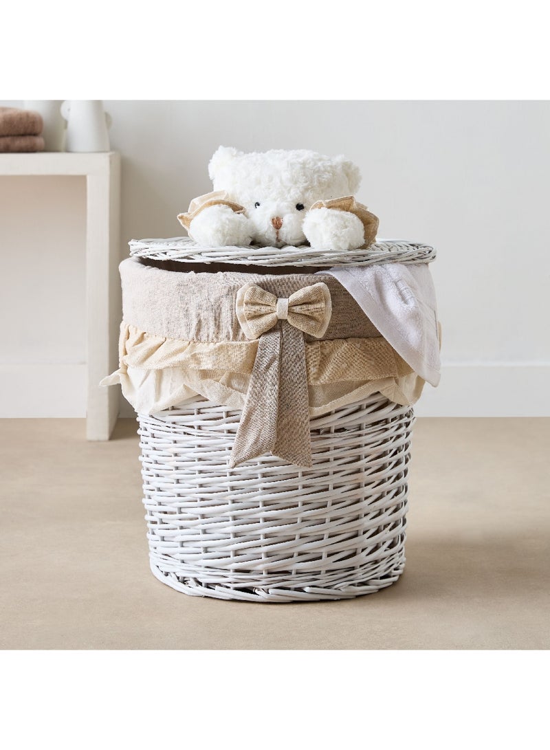 Willow Bear Medium Storage Basket with Bow 40 x 37 x 37 cm