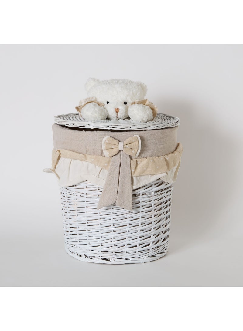 Willow Bear Medium Storage Basket with Bow 40 x 37 x 37 cm