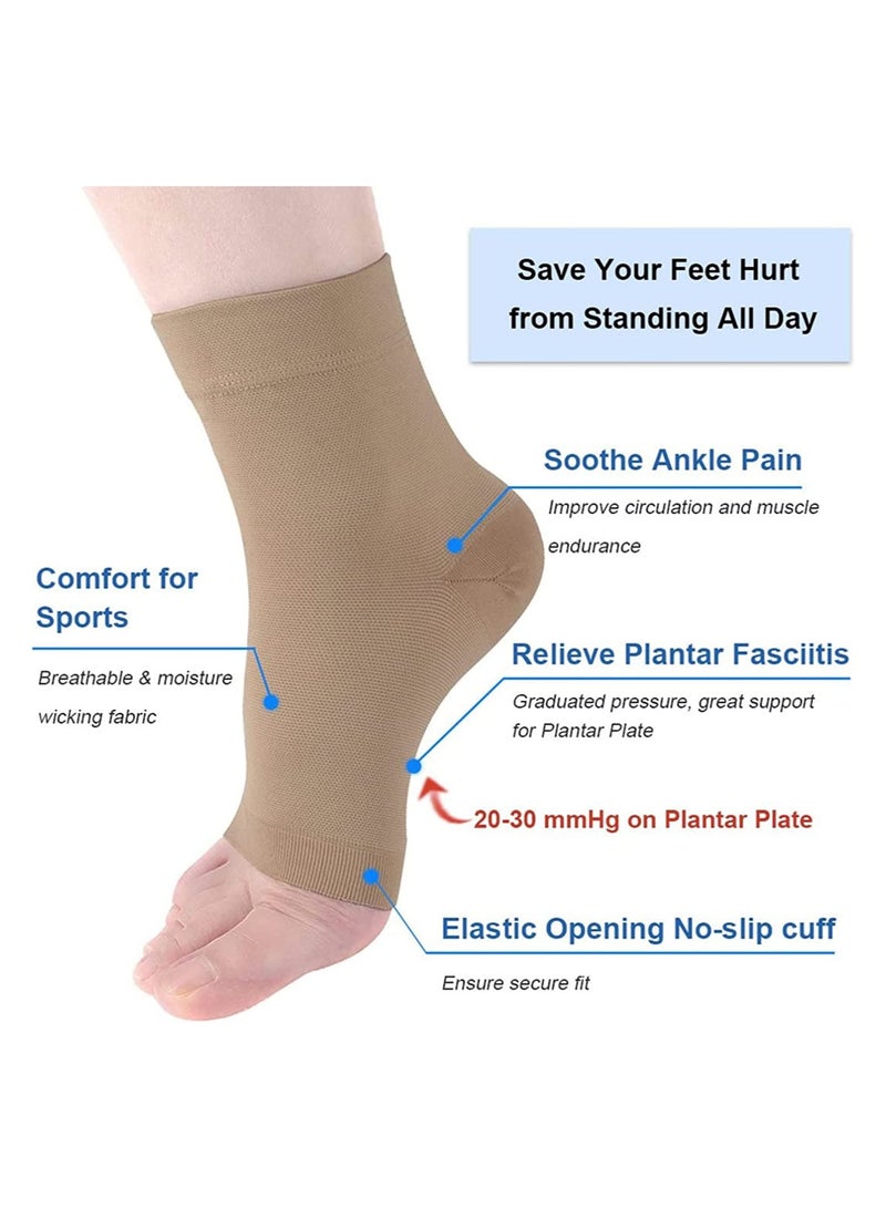 Ankle Compression Sleeve, for Sprained Ankles, Open Toe Сompression Socks Breathable  Brace Elastic Thin for Swelling, Plantar Fasciitis, Sprain, Nano for Women and Men