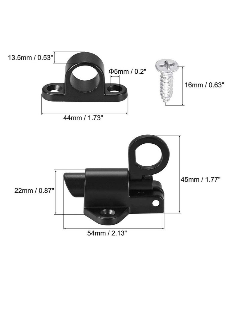 4 Pcs Spring Latch Bolt,Automatic Latch Lock,Spring Lock Automatic Spring Latch,Pull Ring Door Bolt with Screws,Suitable for Windows Wooden Doors,Courtyard Doors,Cabinet Doors(Black and Silver Gray)