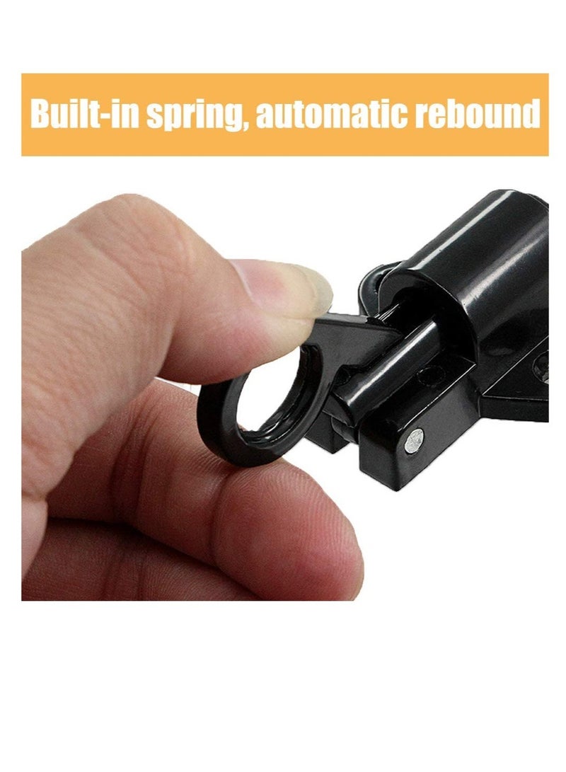 4 Pcs Spring Latch Bolt,Automatic Latch Lock,Spring Lock Automatic Spring Latch,Pull Ring Door Bolt with Screws,Suitable for Windows Wooden Doors,Courtyard Doors,Cabinet Doors(Black and Silver Gray)