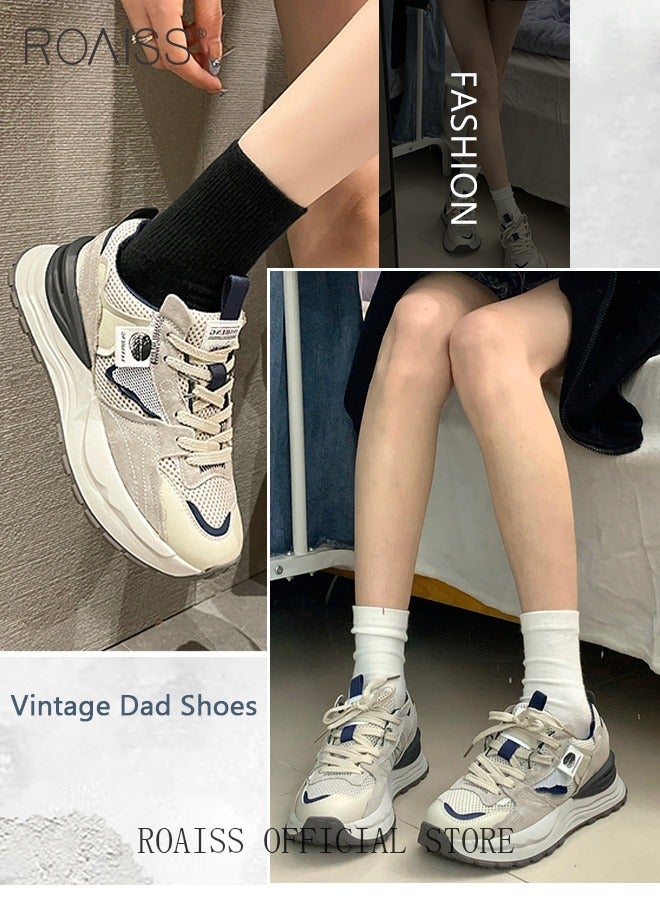 Women Dad Sneakers Vintage and Versatile Chunky Sole Mesh Waffle Shoes Perfect for Casual and Sporty Outfits Athlesiure Shoes