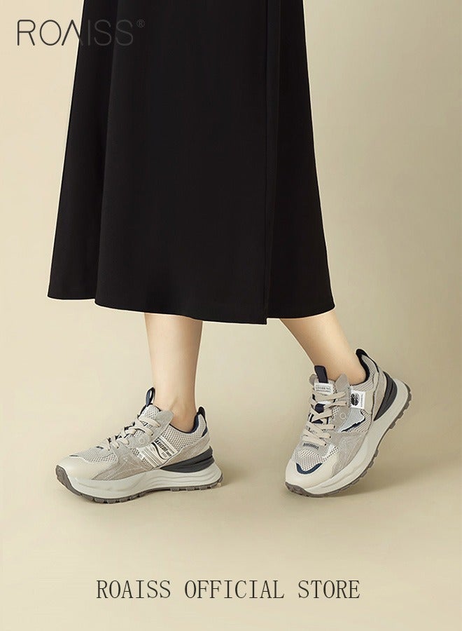 Women Dad Sneakers Vintage and Versatile Chunky Sole Mesh Waffle Shoes Perfect for Casual and Sporty Outfits Athlesiure Shoes