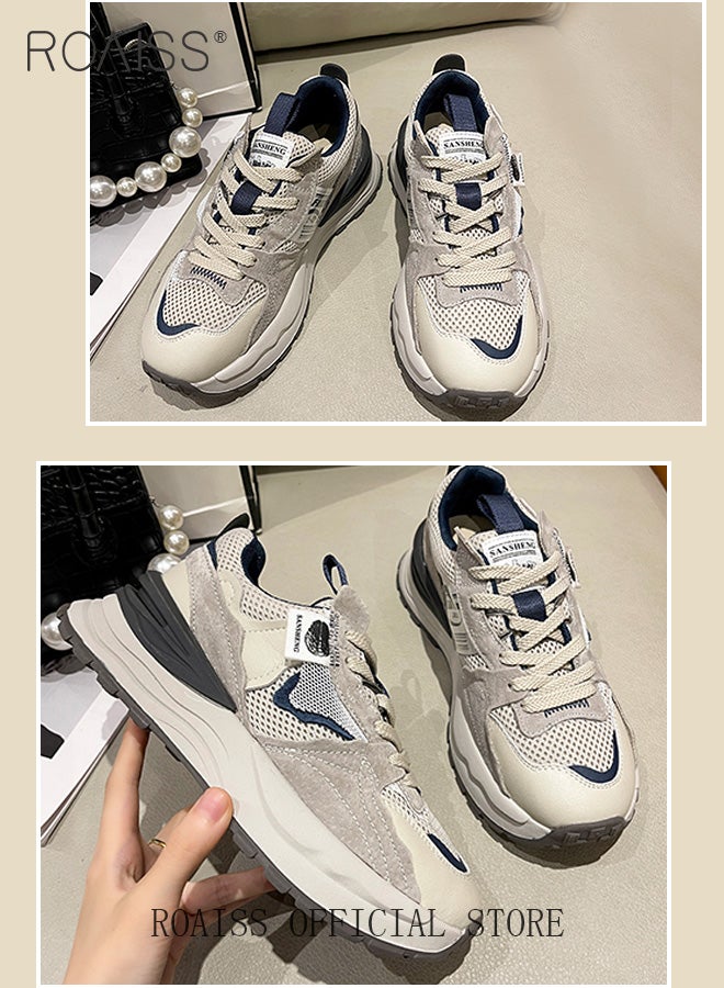 Women Dad Sneakers Vintage and Versatile Chunky Sole Mesh Waffle Shoes Perfect for Casual and Sporty Outfits Athlesiure Shoes