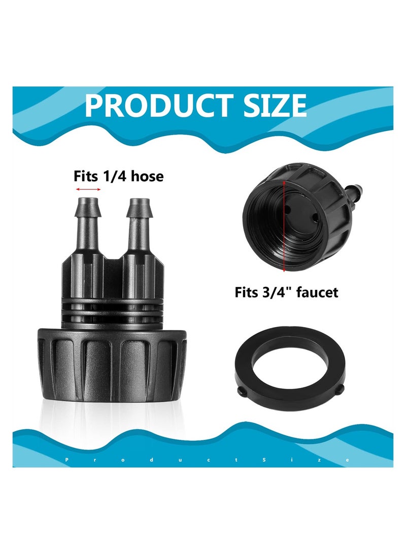 12 Pack 1/4 Inch Drip Irrigation Connectors and 3/4 Inch Faucet Adapters with Washers for Efficient Garden Watering