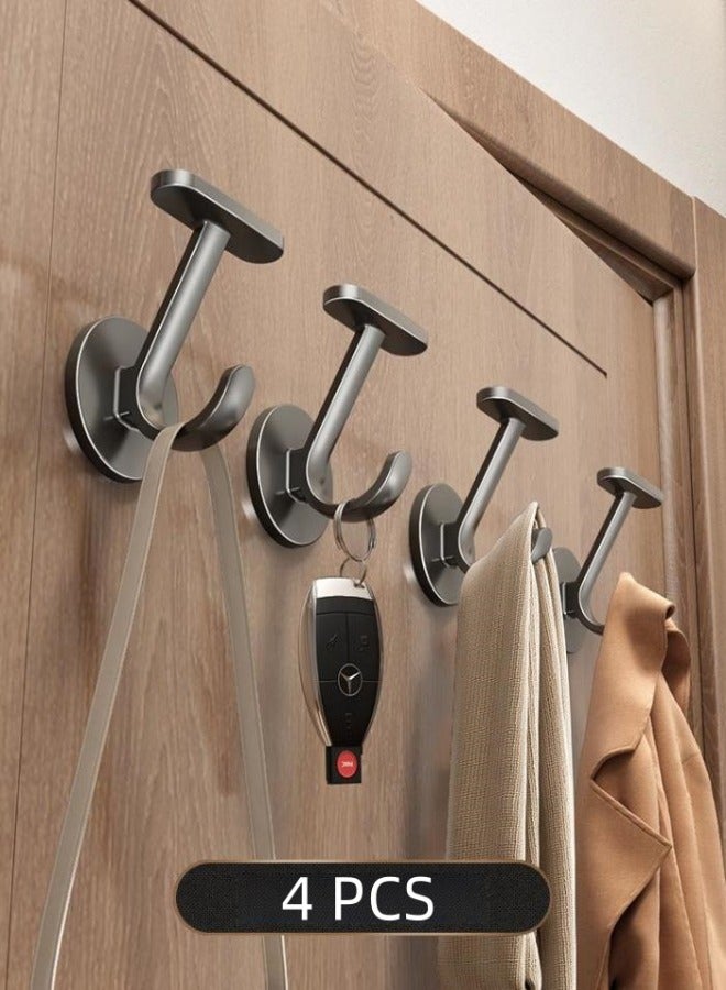 Wall-Mounted Coat Hooks,4 Pack Matte Grey Hooks For Hanging Coats And Hat Hook,Door Towel Hooks For Bathrooms