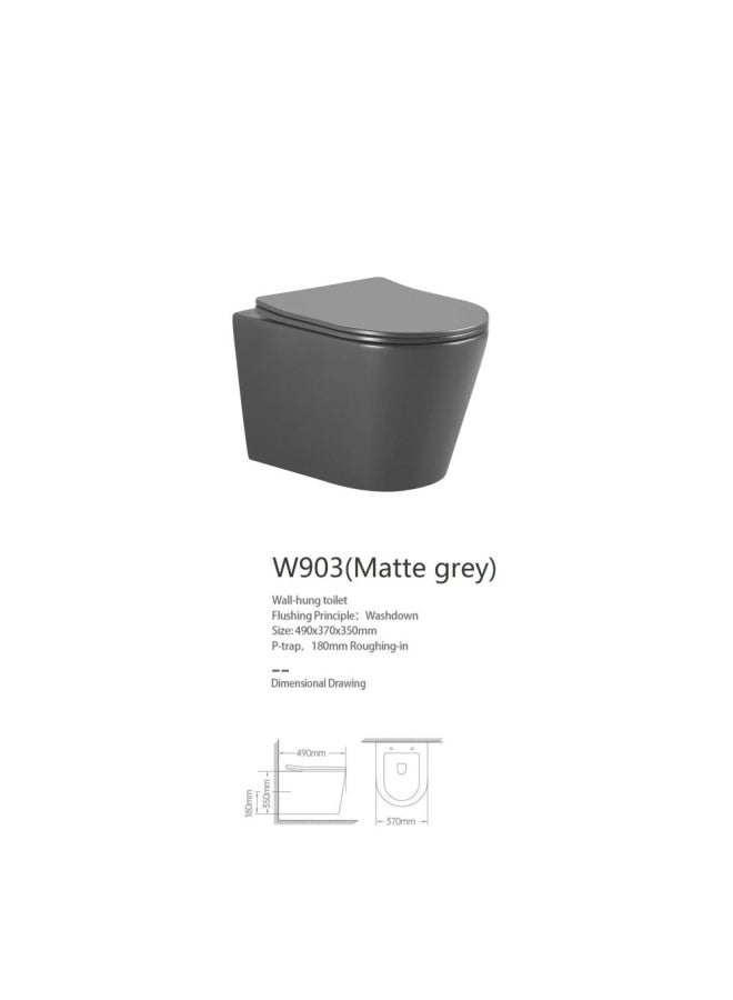 Milano Wall Hung Wc Pro Model W903 Matte Grey Rnd