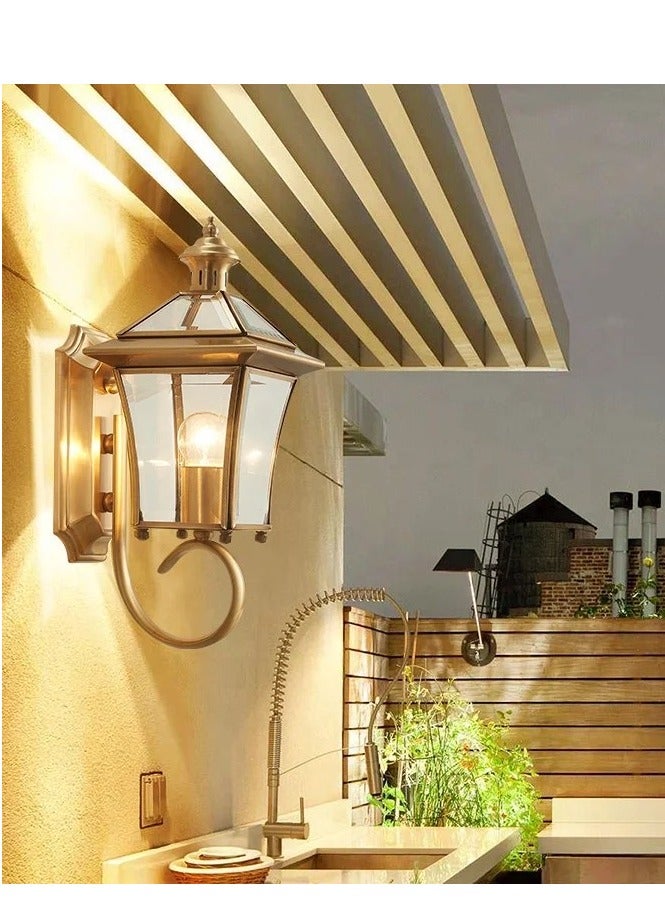 Outdoor wall Lamp waterproof Aluminum+Brass and Glass Body for Villa main Entrance Garden Wall light with E27 bulb