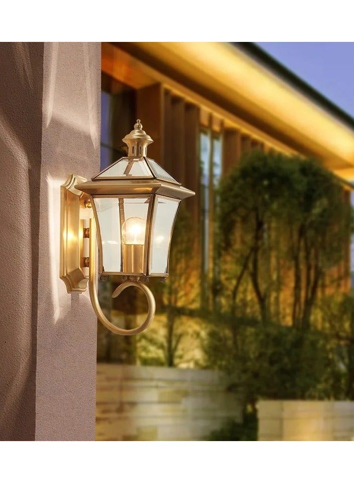 Outdoor wall Lamp waterproof Aluminum+Brass and Glass Body for Villa main Entrance Garden Wall light with E27 bulb