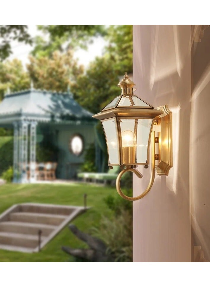 Outdoor wall Lamp waterproof Aluminum+Brass and Glass Body for Villa main Entrance Garden Wall light with E27 bulb