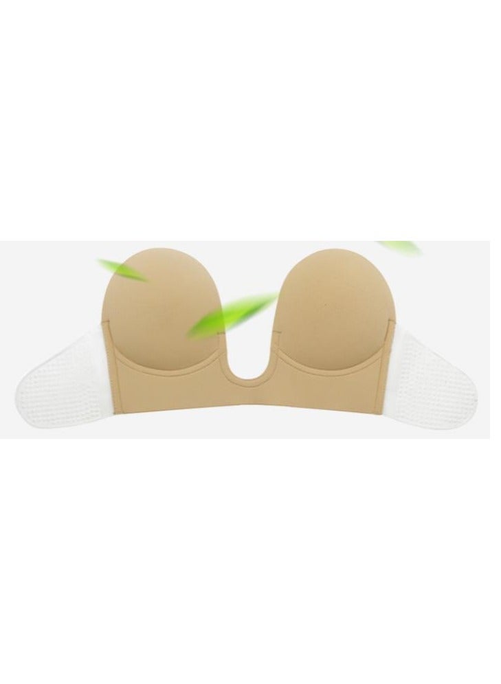 Adhesive Bra Women's Push Up Plunge Adhesive Bra Reusable Deep U-Shaped Sticky Bra Strapless Backless Breast Lifting Bra