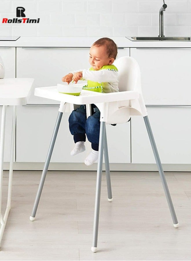 Adjustable High Chair With Dining Tray And Safety Seat Belt For Children