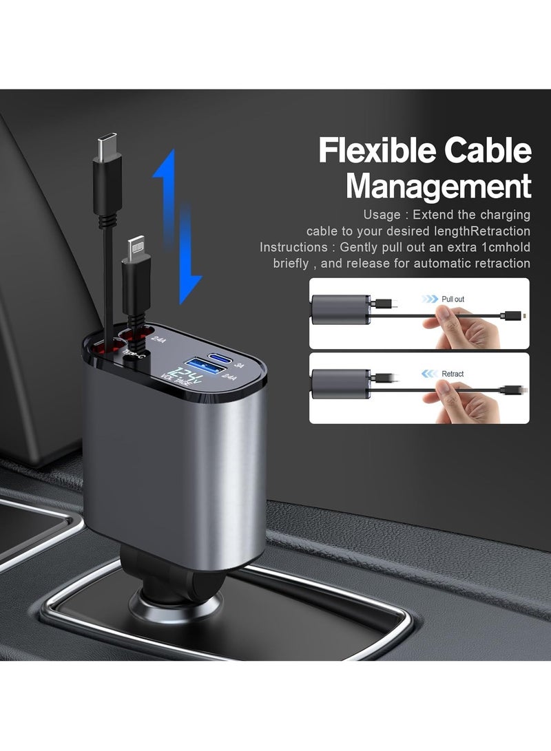 Retractable Type-C Car Charger – Compact and User-Friendly for Easy Charging