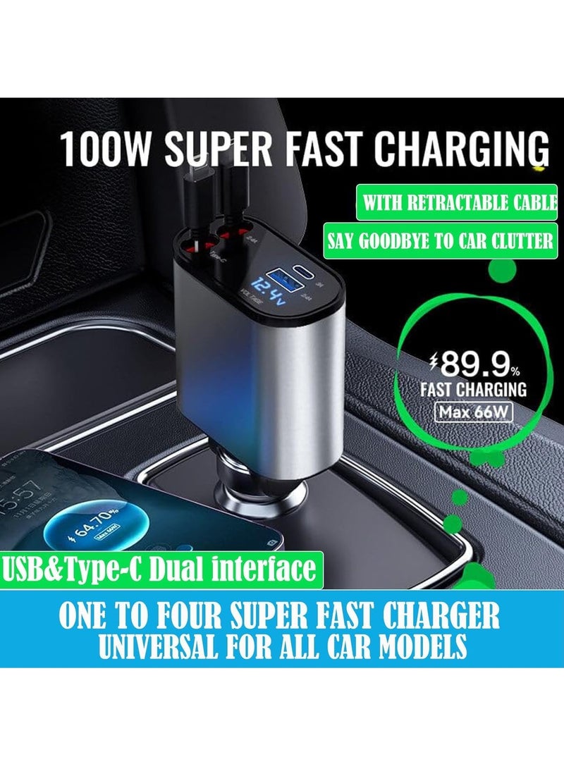 Space-Saving Type-C Retractable Car Charger: Compact and Convenient Design