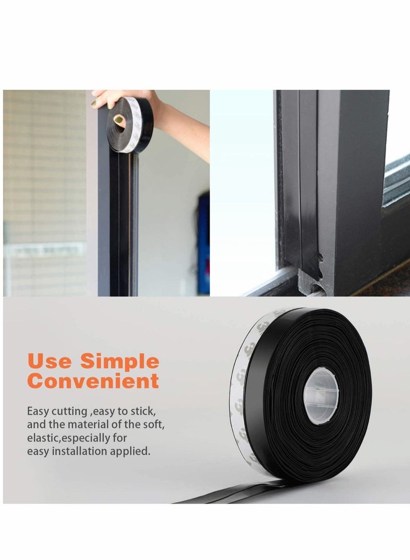 26 Feet Silicone Seal Strip,Door Weather Stripping Door Seal Strip Window Seal Silicone Sealing Tape for Door Draft Stopper Adhesive Tape for Doors Windows and Shower Glass Gaps (Black, 45MM)