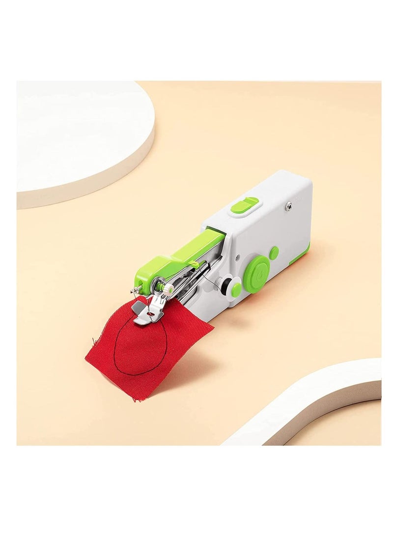 Handle Sewing Machine,Mini Portable Electric Handheld Sewing Machine,Quick Stitch Tool For Fabric Clothing Kids Cloth Pet Clothes(Green)