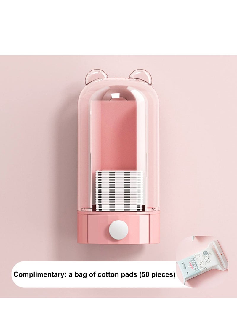 Cotton Pad Storage Automatic Dispenser Organizer Holder Makeup Container Wall Mounted for Bathroom