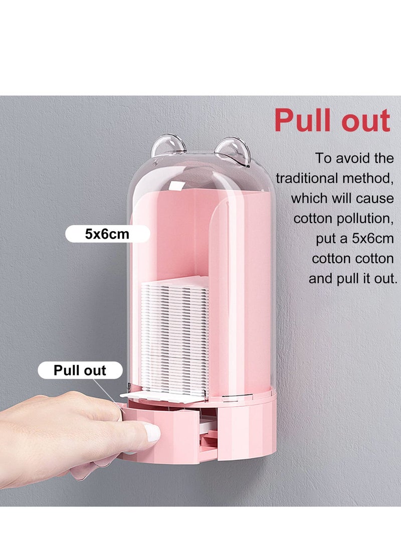 Cotton Pad Storage Automatic Dispenser Organizer Holder Makeup Container Wall Mounted for Bathroom