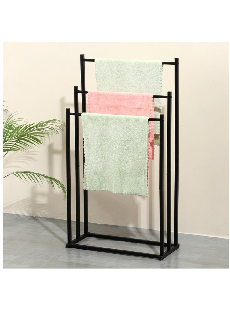 3-Tier Large Capacity Freestanding Metal Folding Towel Rack, Anti-rust Coating Metal Ladder Towel Holder, Drying Stand, Bathroom Bath Organizer Rack for Space Saving