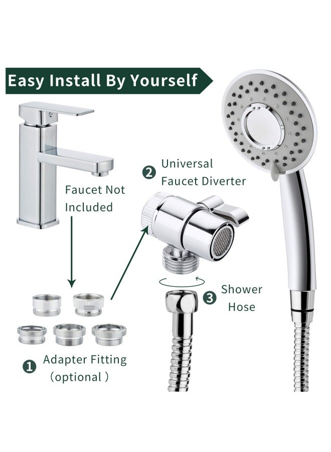 ZconieySink Hose Shower Sprayer Attachment - Faucet Extension w 5 Adapters For Bathroom Bathtub Kitchen Faucet Utility Laundry Tub Garden Hose Thread Spout For Delta Moen Kohler American Standard