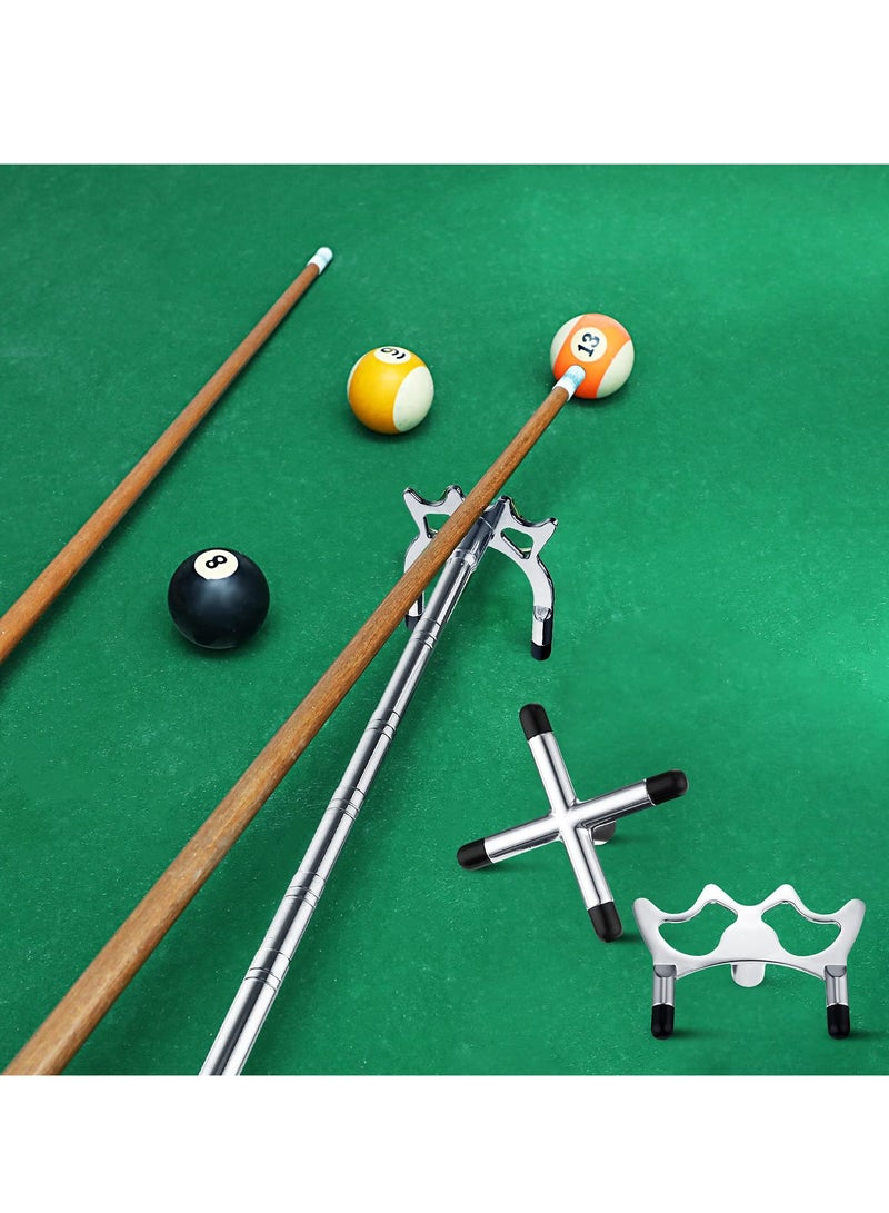 Retractable Billiard Bridge Stand with 3 Detachable Heads for Easy Storage, Lightweight Design, Perfect for Pool and Snooker Tables (Silver, Set of 4)