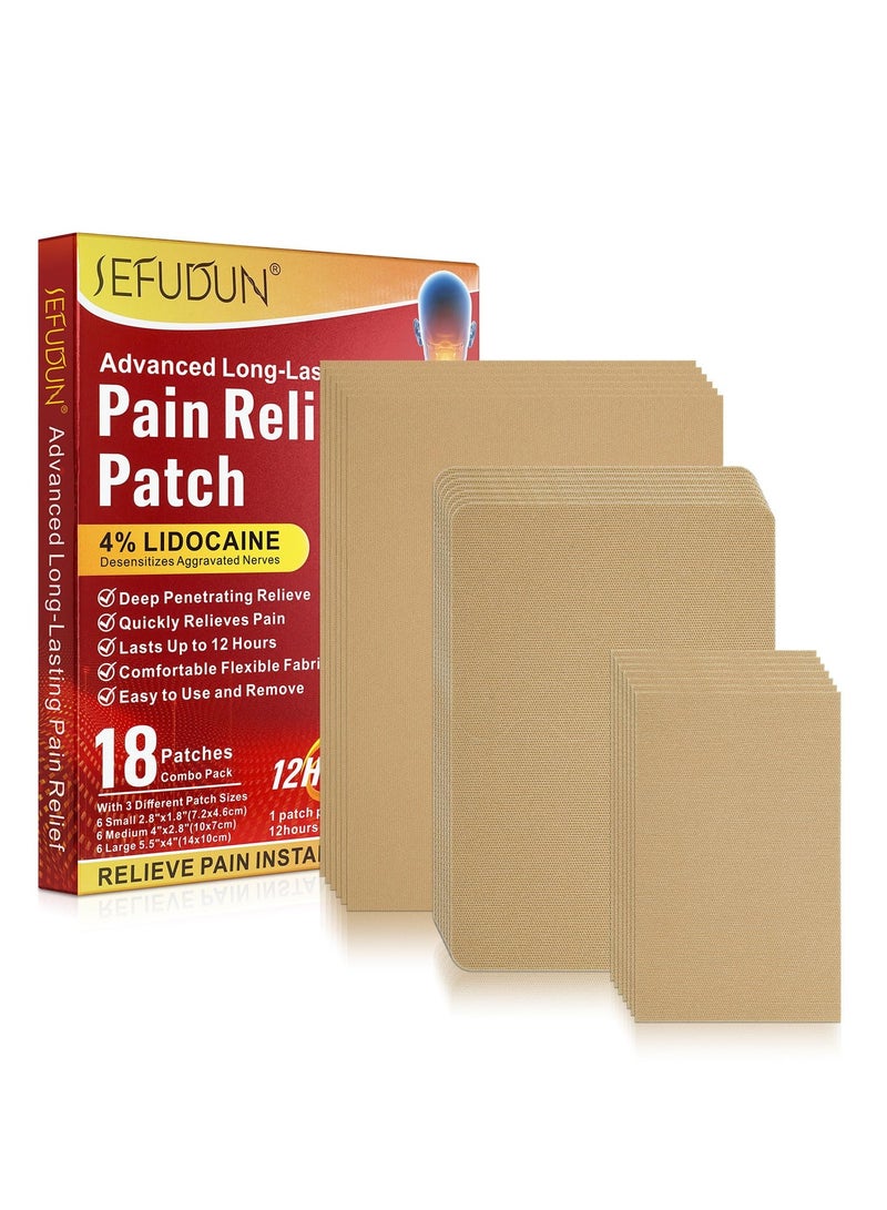 18PCS Heat Relief Patches with 3 Sizes for Targeted Pain Management 12 Hour Relief Stretchable Adhesive Pads for Arthritis Back Neck Shoulder Knee