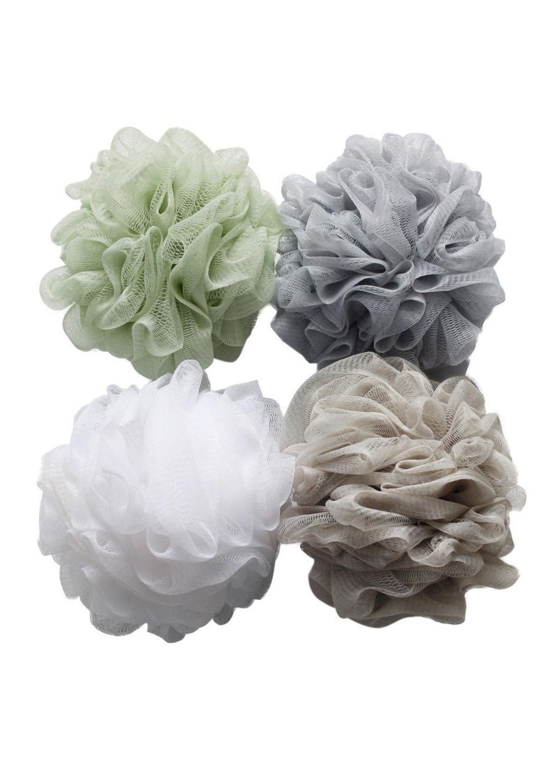 Pack Of 4 Pouf Loofahs Mesh Bath Sponge Multicolour