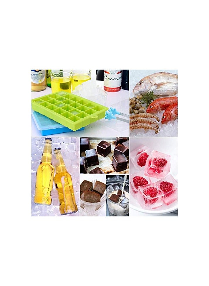 ice Cube Trays 3 Pack, Top1Shop Silicone Ice Tray with Removable Lid Easy-Release Flexible Ice Cube Molds 24 Cubes