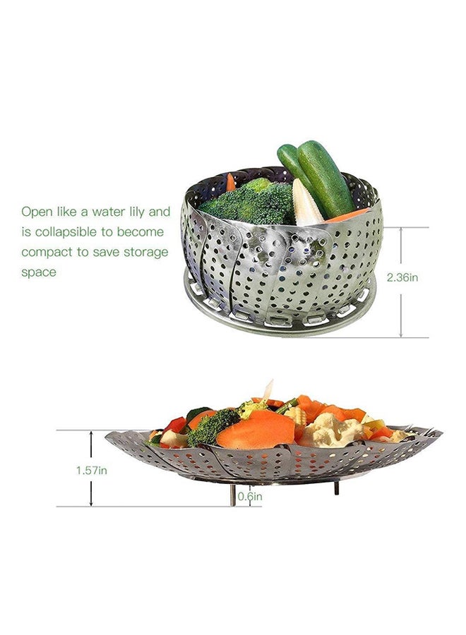 Folding Stainless Steel Vegetable Steamer Basket Silver 9inch