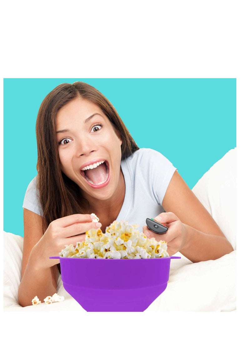 Silicone Microwave Popcorn Popper with Lid for Home Microwave Popcorn Makers with Handles Collapsible Popcorn Bowl