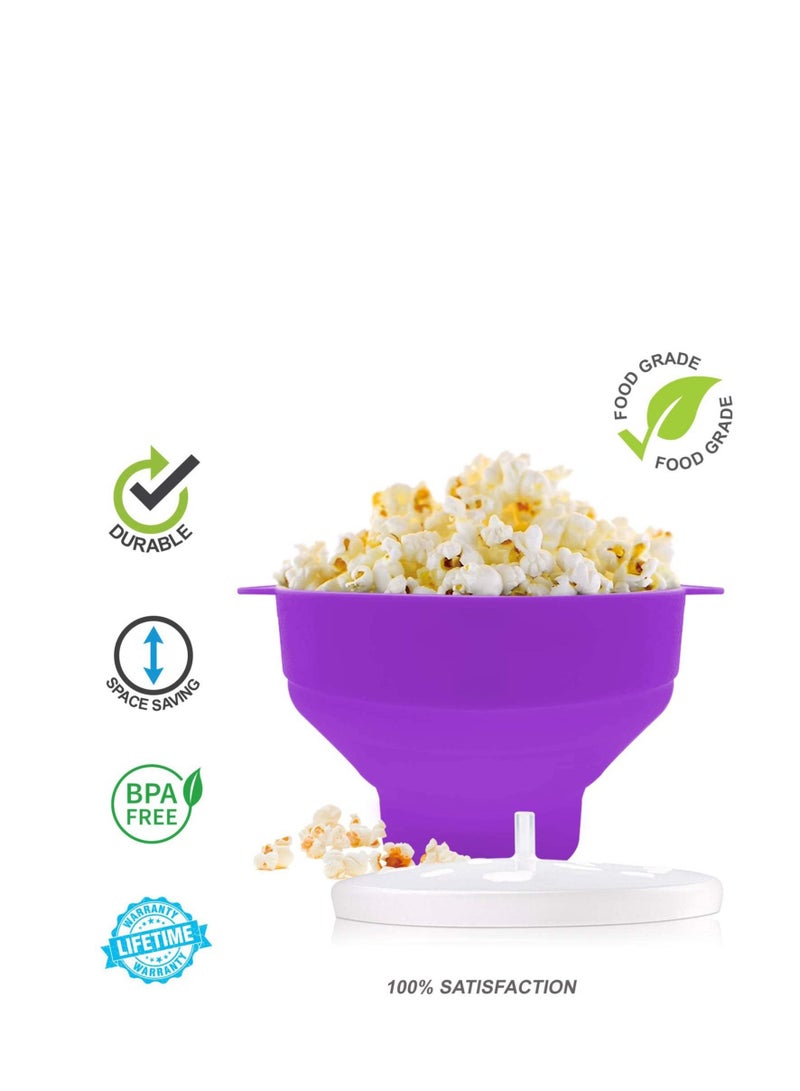 Silicone Microwave Popcorn Popper with Lid for Home Microwave Popcorn Makers with Handles Collapsible Popcorn Bowl