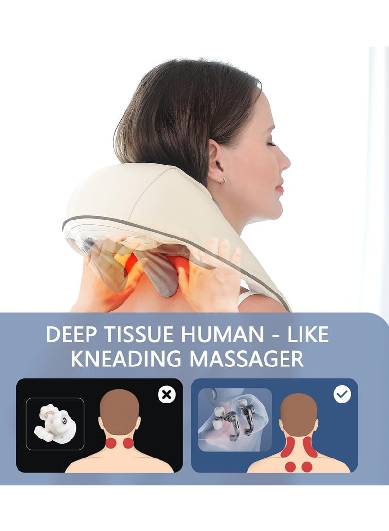 Neck and Shoulder Massager, Intelligent Wireless Neck Shoulder Back Massager, Portable Shiatsu Neck and Shoulder Massager with Heat and Two Massage Modes, for Neck Pain, Shoulder Muscle Relief