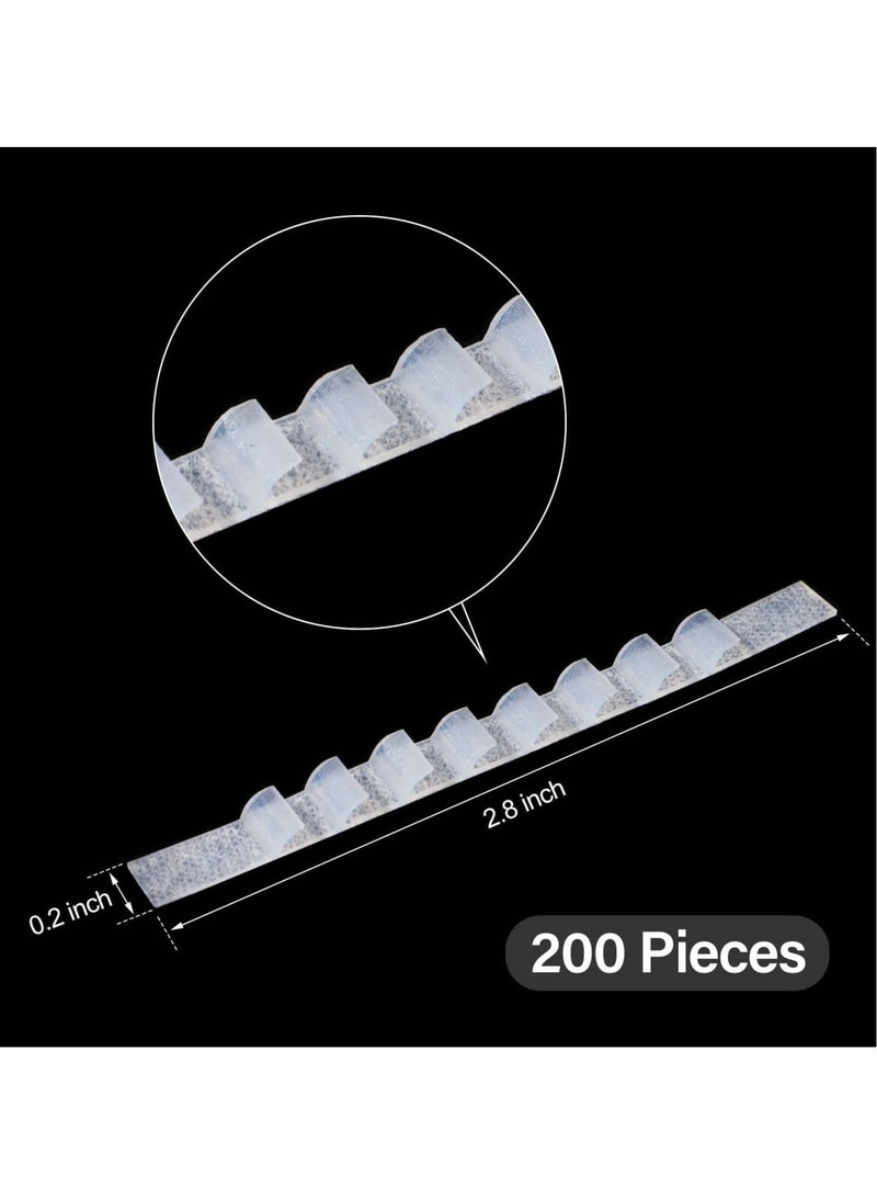 Non slip Hanger Grips for Wood Hangers Clear Rubber Hanger Grip Adhesive Clothe Hanger Strip 2.8 x 0.2 Inch Rubber Hangers Grip with Fins Clothes Hanger Strips Grippers for Clothes Hanger (200 Pieces)