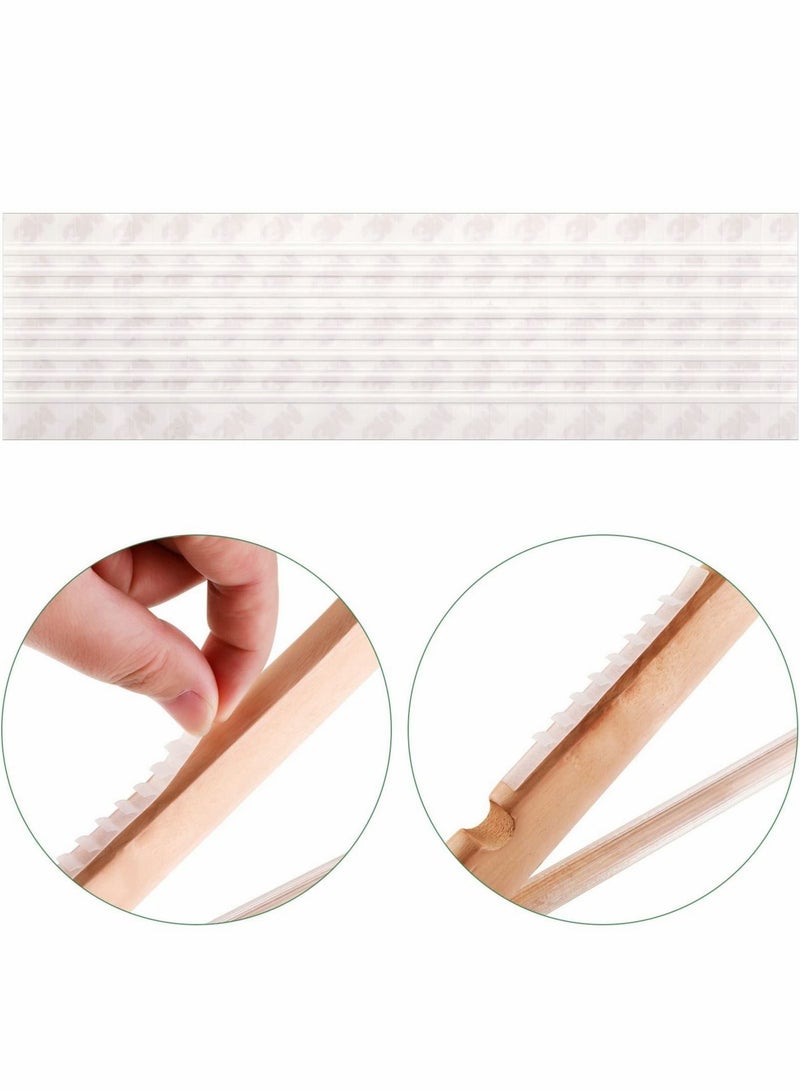 Non slip Hanger Grips for Wood Hangers Clear Rubber Hanger Grip Adhesive Clothe Hanger Strip 2.8 x 0.2 Inch Rubber Hangers Grip with Fins Clothes Hanger Strips Grippers for Clothes Hanger (200 Pieces)