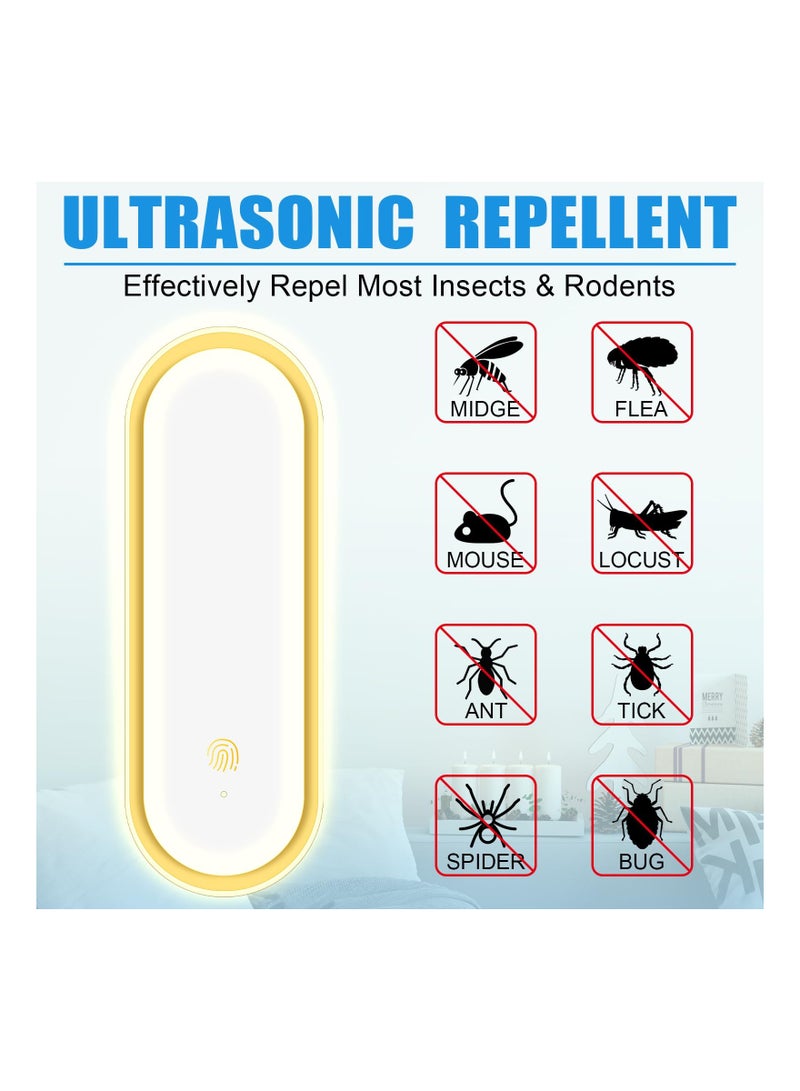 Ultrasonic Pest Repeller with Night Light - Indoor Electronic Insect Control for Cockroaches, Spiders, Mosquitoes, and Ants - Plug-In for Home and Kitchen (2 Pack, Compliant with European Regulations)