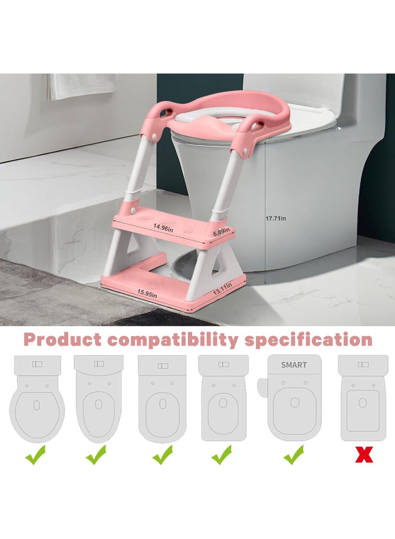 2 In 1 Potty Training Seat & Toddler Step Stool Ultimate Stability Toddler Toilet Seat Adjustable Step And Seat Height Potty Seats For Toddlers Boys Girls Anti-Slip Padsurinal Splash Guard