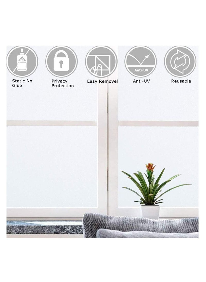 Etched Privacy Window Film - Frosted Glass Look - Static Cling Non-Adhesive Window Frost Film - Perfect for Home and Office - White - Size: 23.6 x 78.7 inches