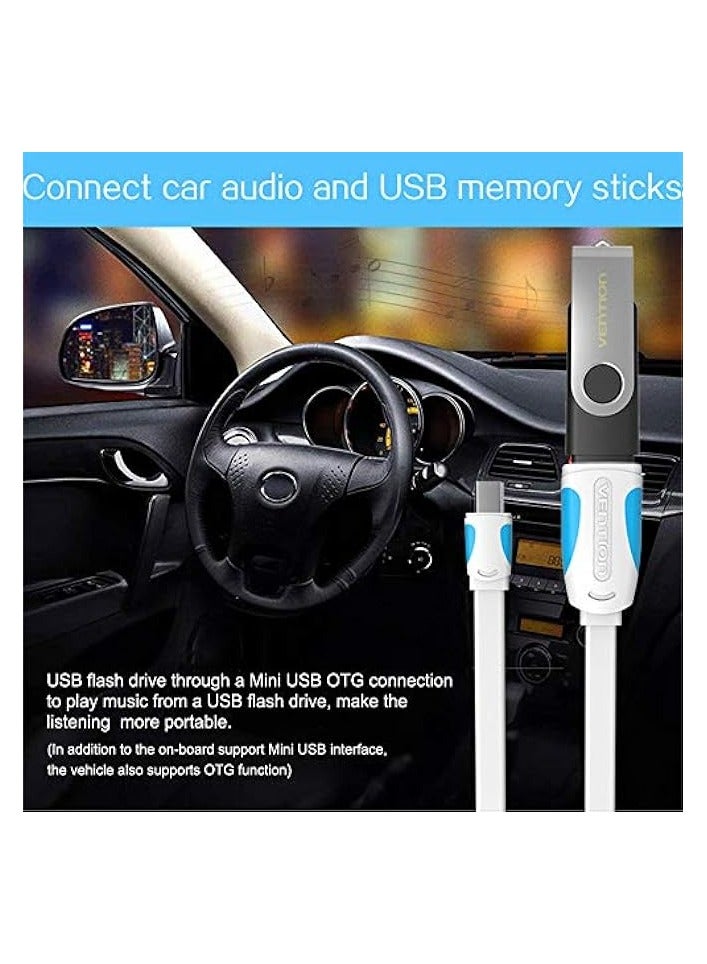 2 Pack Mini USB OTG Cable 1ft USB A Female to Mini USB B 5 Pin Male Adapter Cord Compatible for GoPro Hero 3 Hero HD PS3 Controller MP3 Player Dash Cam Digital Camera GPS Receiver PDA