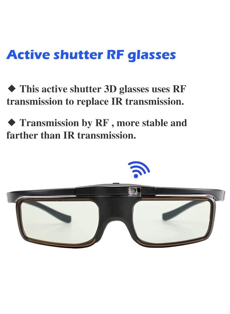 Rechargeable RF 3D Glasses by DELFINO, Compatible with Sony, Epson, Toshiba, Sharp - Works with TDG-BT500A, SSG-5100GB, AN3DG40 Models.