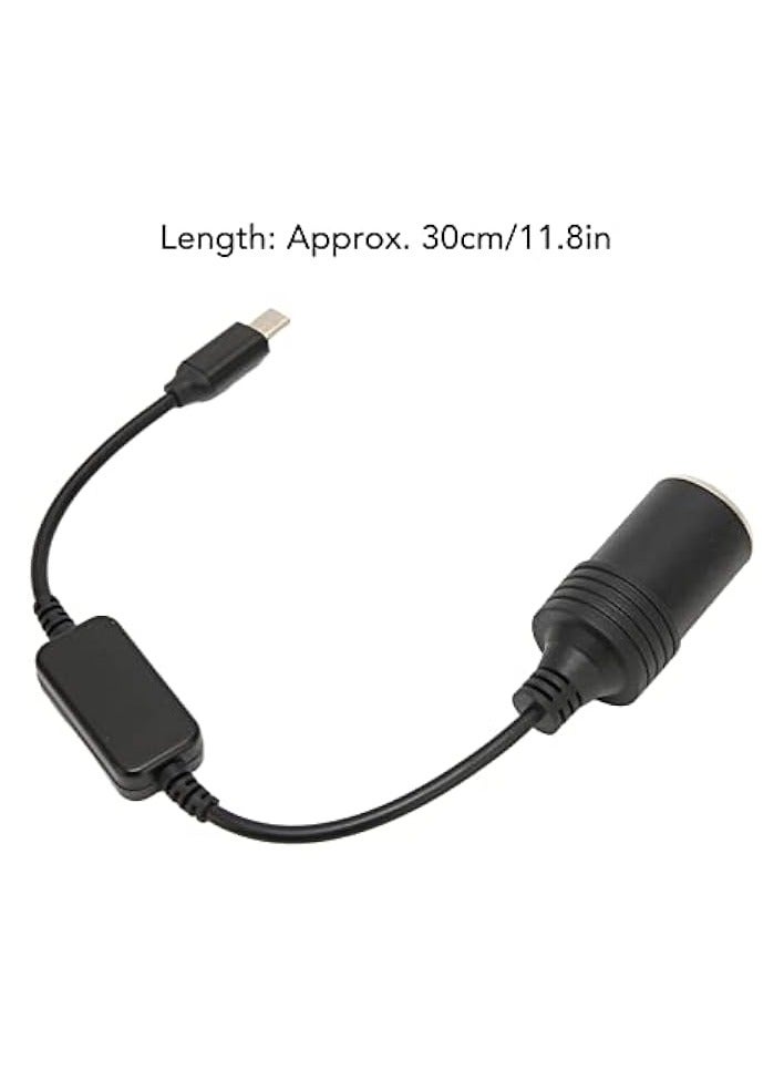 5V USB C Male to 12V Car Cigarette Lighter Socket Female Power Converter Cable, Power Adapter for Car Charger, MP3 Player, Telephone, Razor, Driving Recorder, Electronic Dog