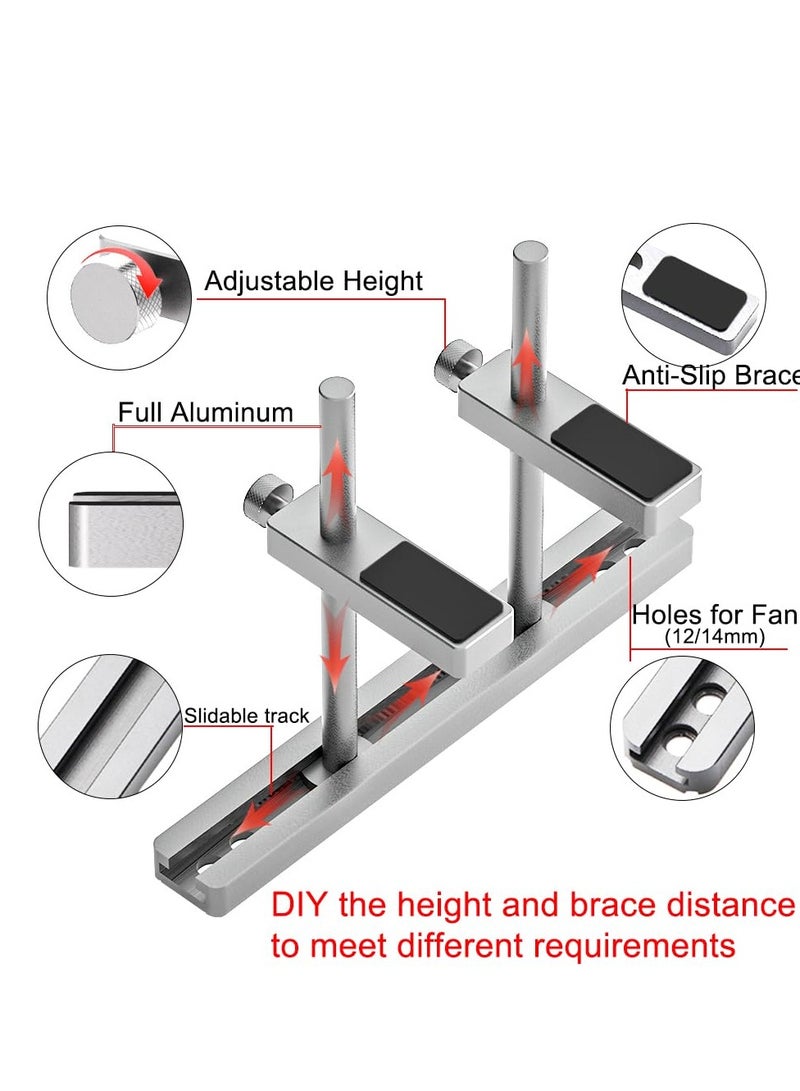 Adjustable Aluminum GPU Support Bracket for Graphics Cards, Enhanced Dual Stand Video Card Holder, Silver 128mm GPU Sag Prevention Stand.