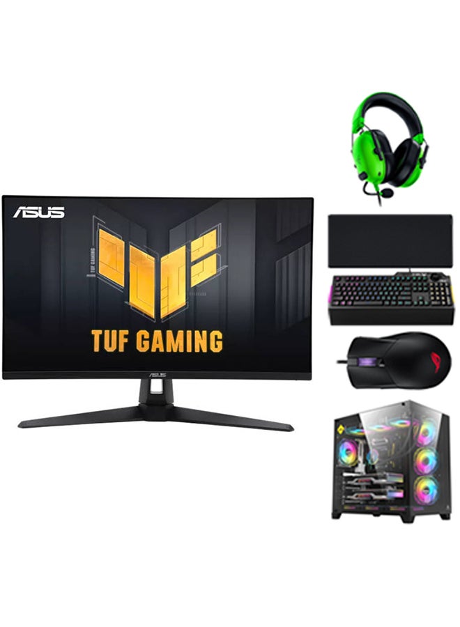 Monitor +  Super Gaming Pro PC Bundle - Intel Core i7-14700F, DDR5 32GB (2*16) 6200MHz Ram, 2TB NVMe M.2 SSD, RTX 4080 Super OC Edition 16GB GDDR6, 3 Fan AIO Liquid Cooler, 850W PSU, Windows 11 Pro + Asus P514 Rog Gladius III Wired Gaming Mouse + ASUS TUF K1 Membrane Gaming Keyboard + Razer Black Shark V2 X Wired Esports Gaming Headset + RAZER GIGANTUS Mouse Pad V2 XXL + 27 inch FHD, 280Hz, IPS, ELMB Sync, 1ms (GTG), Freesync Premium™, G-Sync, Variable Overdrive, sRGB, HDR Gaming Monitor Black