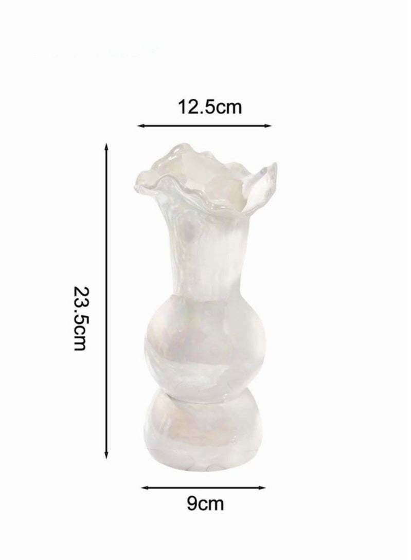 Ceramic Flowers Vase for Home Decor, Nordic Pearl White Tall Decoctive Vase for Living Room Wedding Centerpieces Decoration