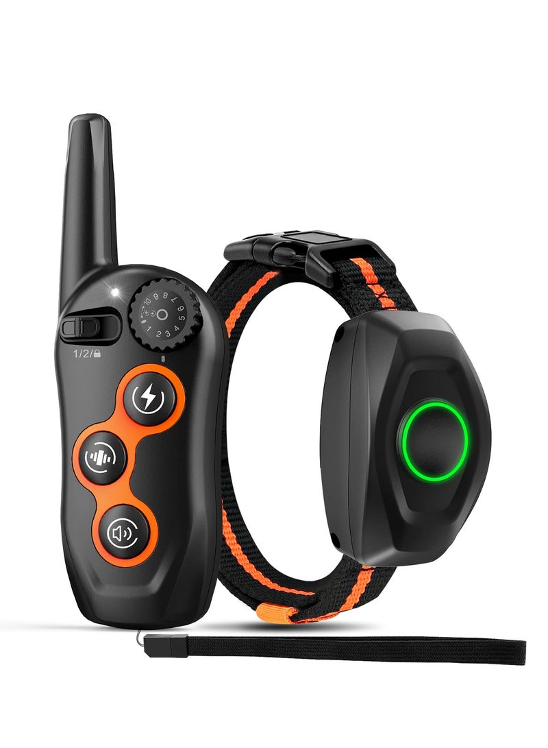 Dog Shock Collar with Remote, 100% Waterproof Dog Shock Collar with Remote Range 1300ft, 3 Training Modes, Beep, Shock, Vibration, Rechargeable Electric Shock Collar for  Large,Medium,Small Dogs