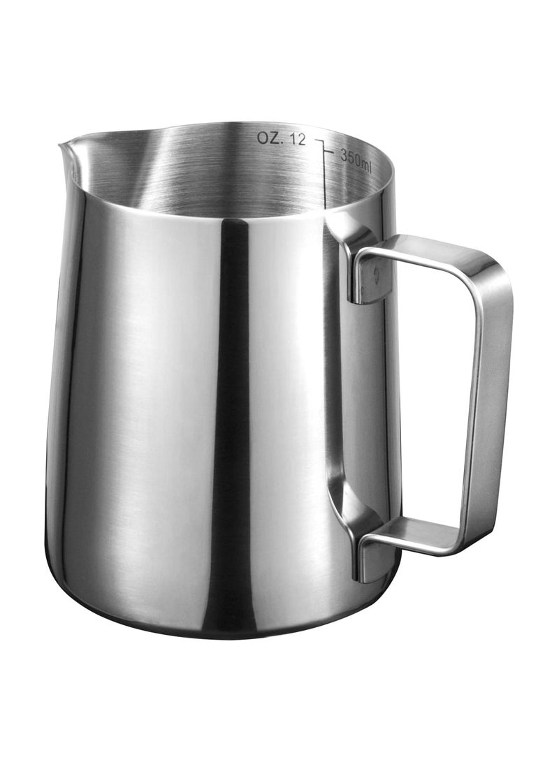 Espresso Milk Frothing Pitchers 12oz/350ml Milk Frother Pitcher 304 Stainless Steel Barista Milk Steaming Jug Cup for Making Coffee Cappuccino Latte Art