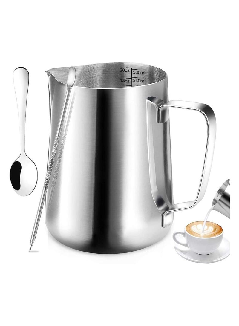 Espresso Milk Frothing Pitchers 12oz/350ml Milk Frother Pitcher 304 Stainless Steel Barista Milk Steaming Jug Cup for Making Coffee Cappuccino Latte Art