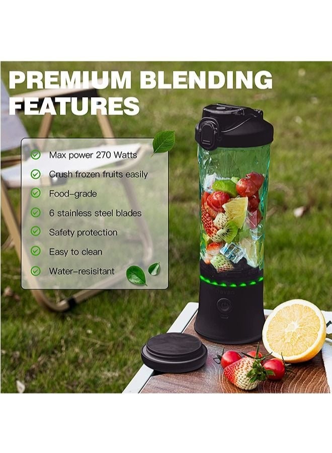 Portable Blender,Shakes and Smoothies Waterproof Blender USB Rechargeable with 600ML BPA Free Blender Cups with Travel Lid.